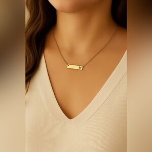 NWT Bansri Gold tone Necklace with "B" Bar Pendant